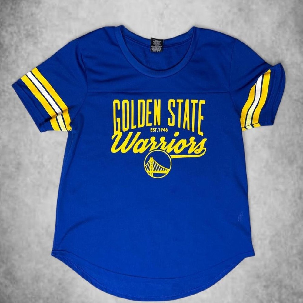 NBA Golden State Warriors Jersey Style Tee Royal Blue Yellow XL